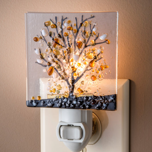 Stained Glass Fused Tree Night Light Brown | NTL 159-1