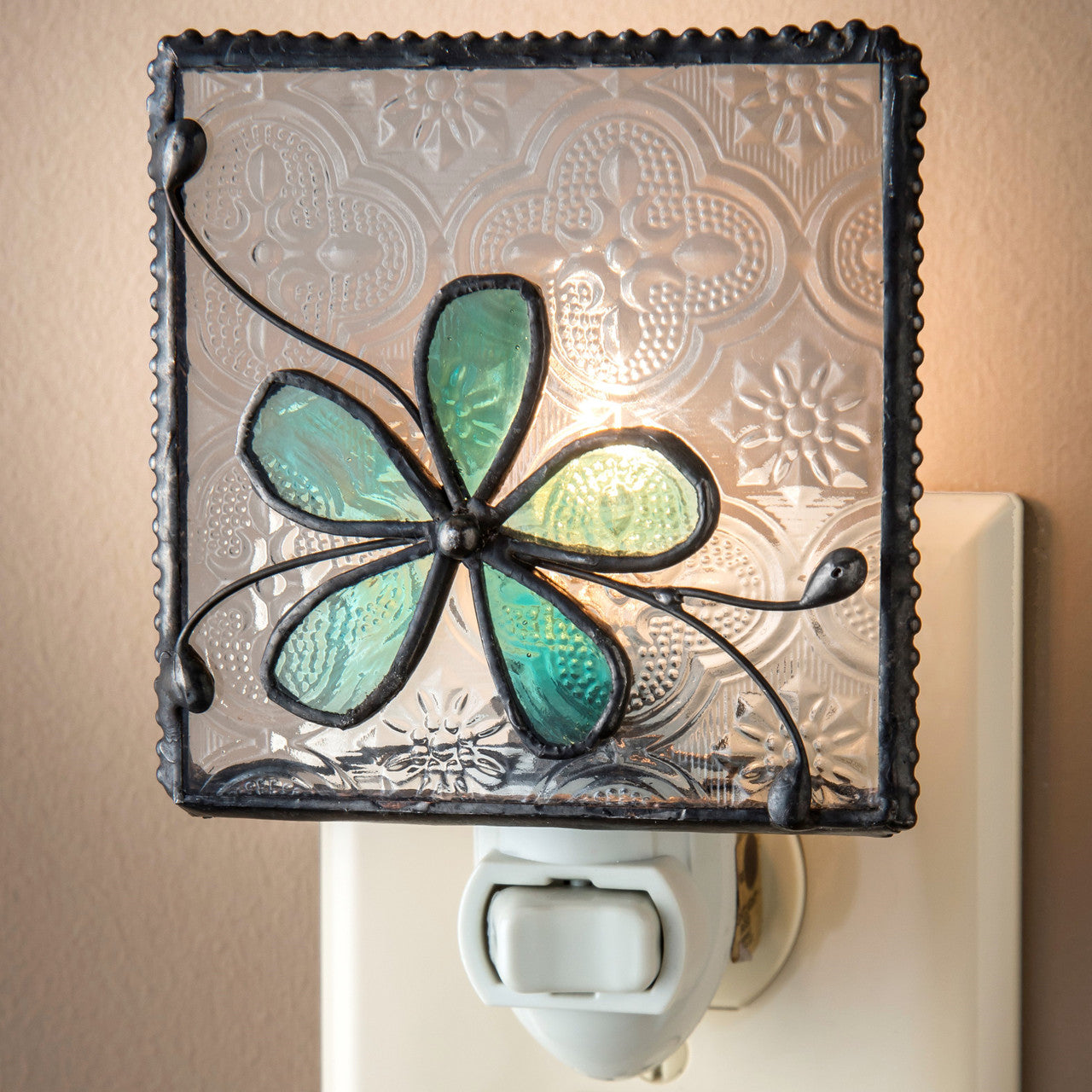 Turquoise Blue Glass Flower Night Light | NTL 129-3