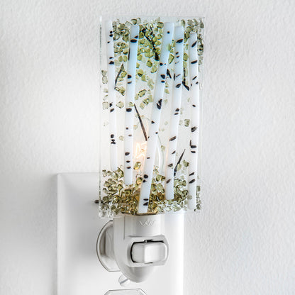 Green Aspen Tree Night Light Fused Glass | NTL 189-2