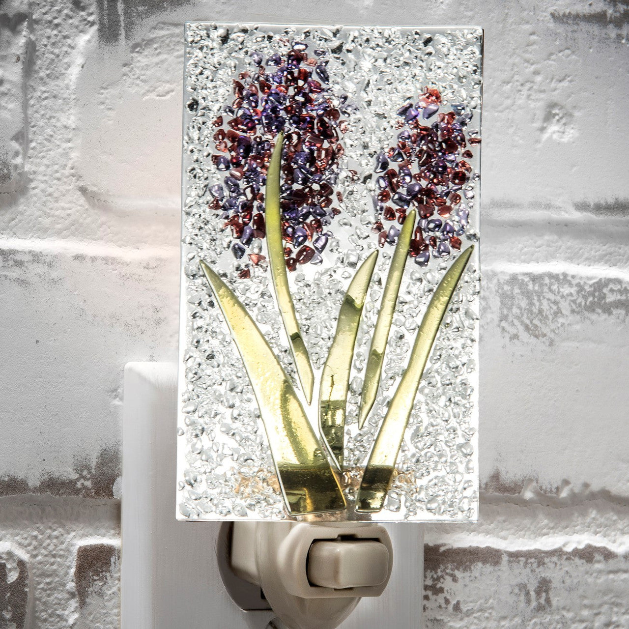 Purple Stained Glass Fused Flower Night Light | NTL 209