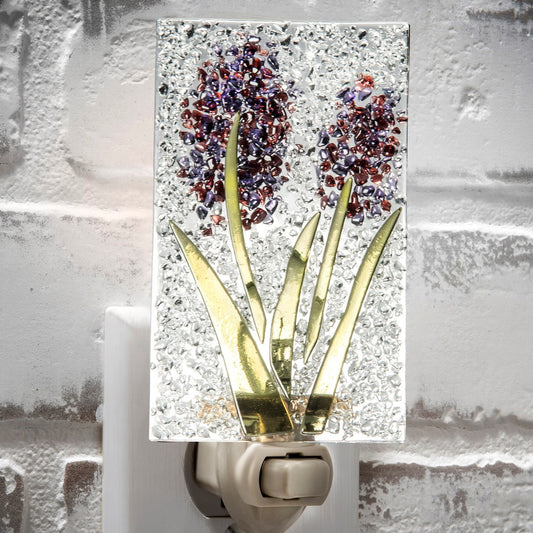 Purple Stained Glass Fused Flower Night Light | NTL 209