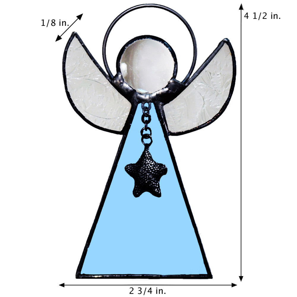 Personalized Blue Stained Glass Angel Ornament | ORN 215-3 EO104