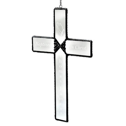 Cross Sun Catcher Personalized Baptism Gift by J Devlin | Orn 301-2 EO113