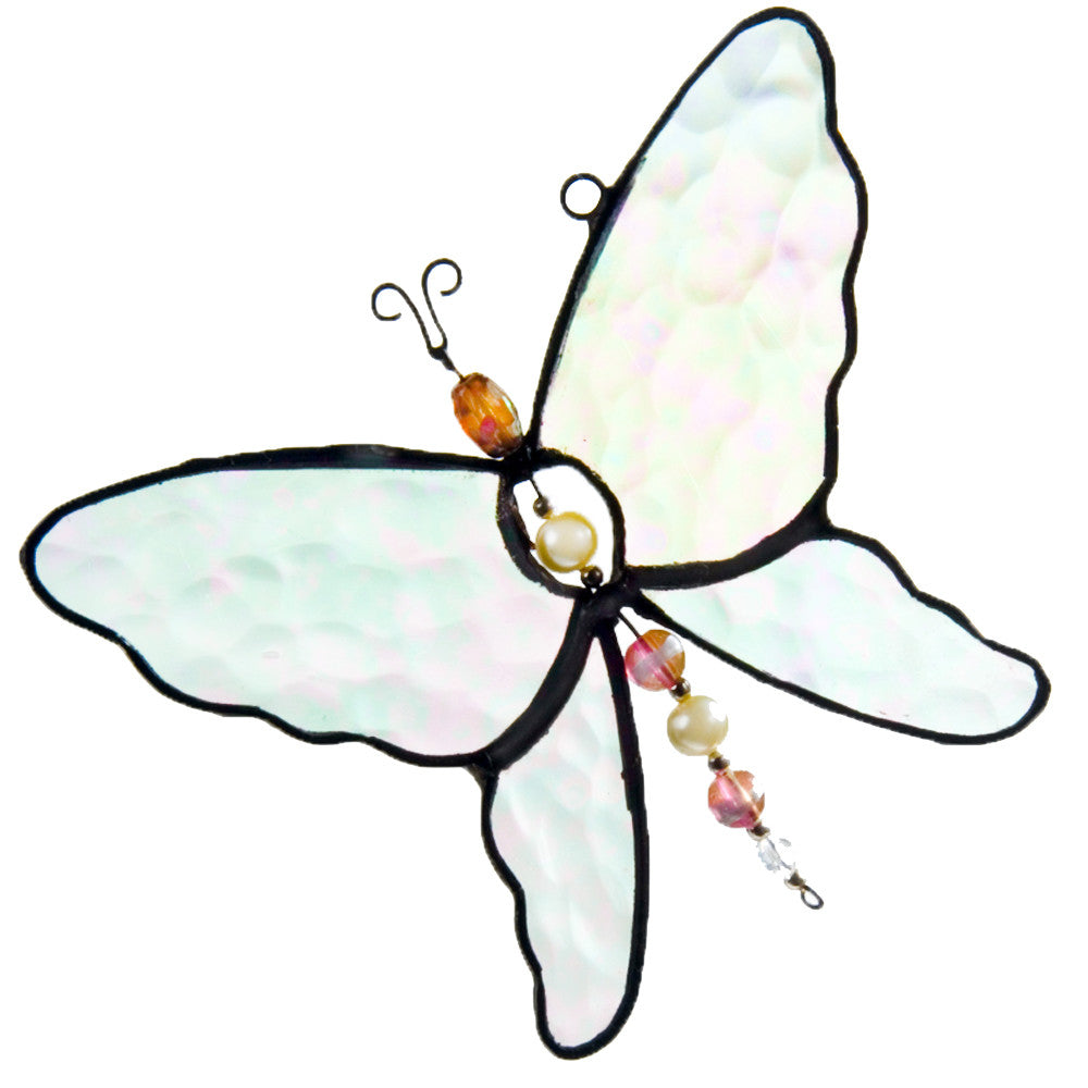 Butterfly Ornament Stained Glass Clear Iridescent | ORN 174-1
