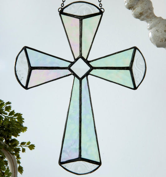 Cross Ornament Suncatcher by J Devlin Glass Art | ORN180