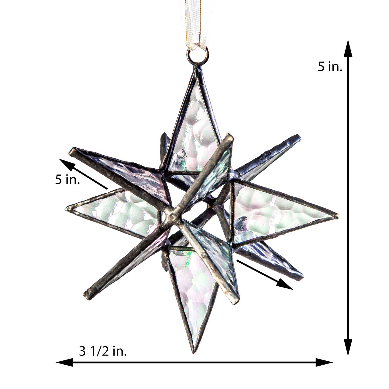 Clear Iridized Glass Moravian Star Ornament | ORN 252