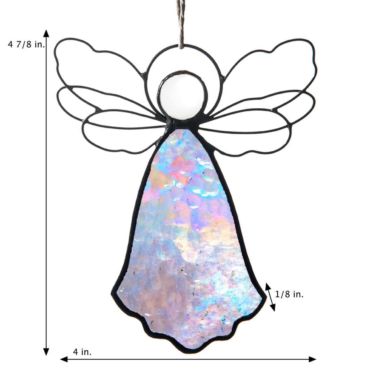Clear Iridescent Stained Glass Angel Window Ornament | ORN 303-1