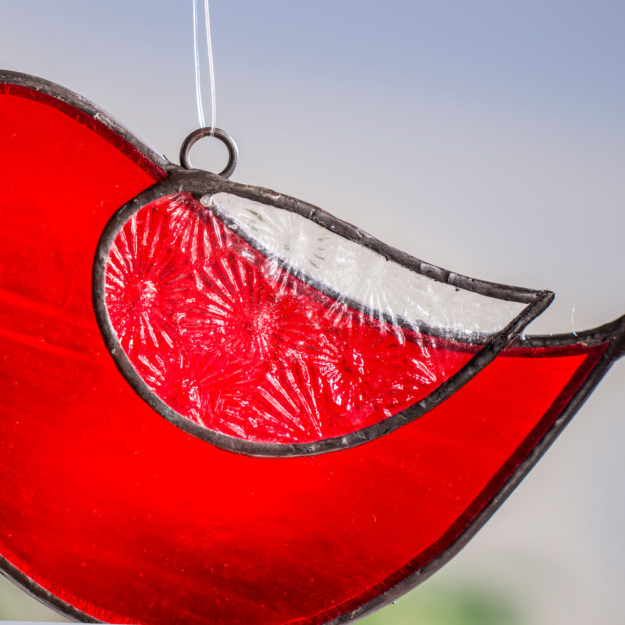 Red Stained Glass Bird Ornament | Orn 310