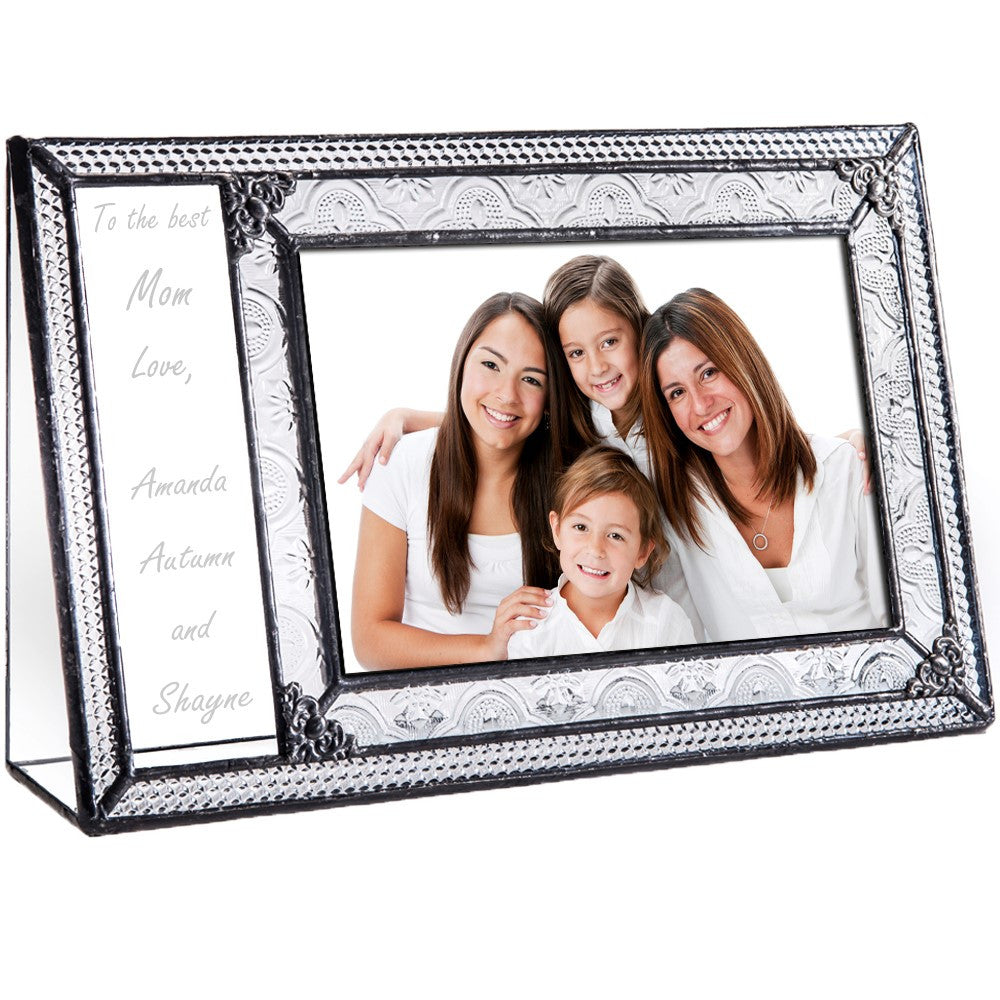 Mom Picture Frame Custom Engraved Photo Frame Personalized Gift from Kids Vintage Glass Pic 393-46H EP529