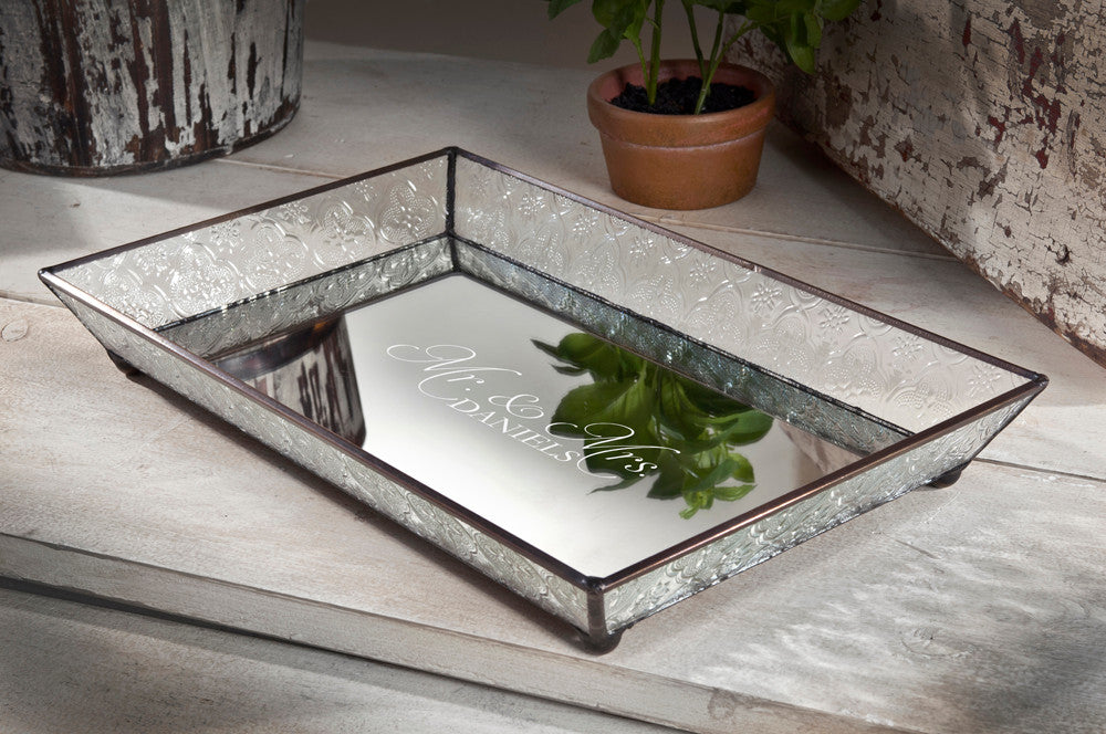 Mr & Mrs Vintage Glass Mirrored Tray | Tra 106-1 ET208