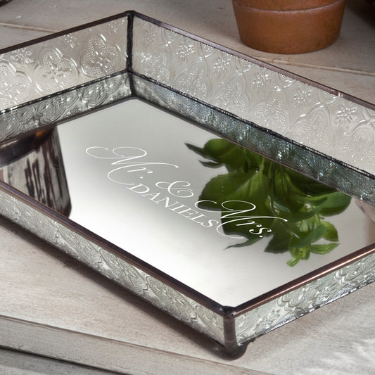 Mr & Mrs Vintage Glass Mirrored Tray | Tra 106-1 ET208