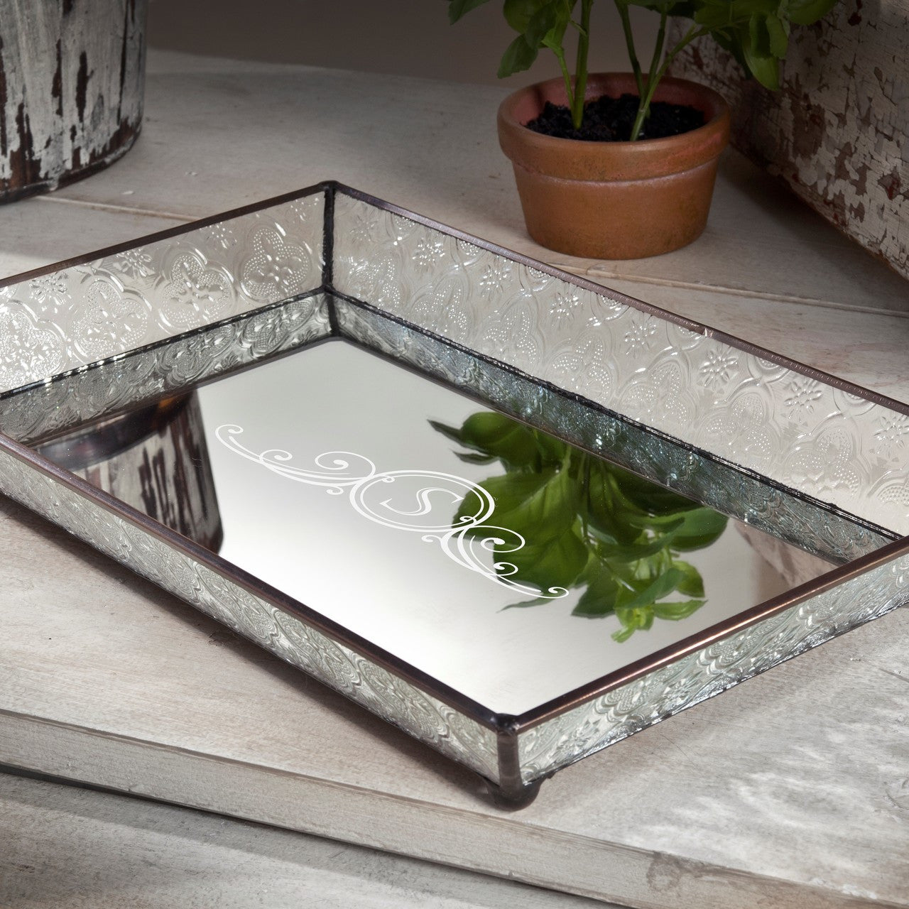 Vintage Monogram Glass Tray |Tra 106-1 ET207
