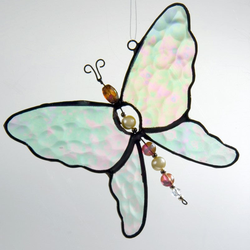 Butterfly Ornament Stained Glass Clear Iridescent | ORN 174-1