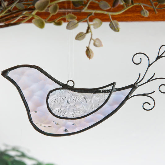 Clear Stained Glass Bird Ornament | ORN 223-1